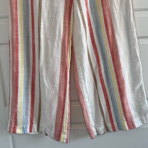 Mi Ami Womens Striped Linen Blend Wide Leg Psnts Slacks Beachy Grandma Chic M - Picture 6 of 16